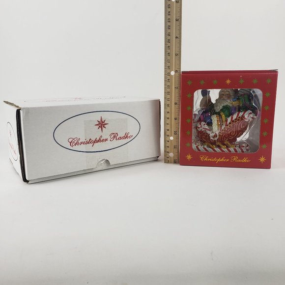 Vintage Christopher Radko Candy Ride Santa II Christmas Ornament New In Box 2002 - Picture 9 of 9